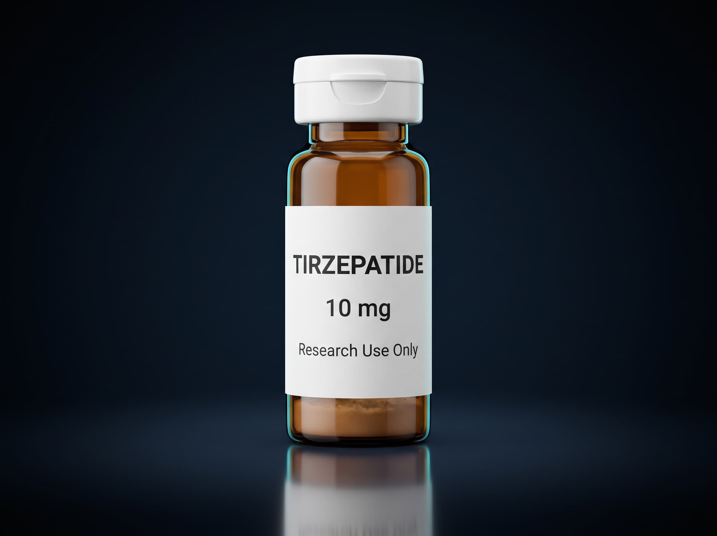 An amber vial labeled with a compound name, a strength in milligrams, and Research Use Only — and nothing else.